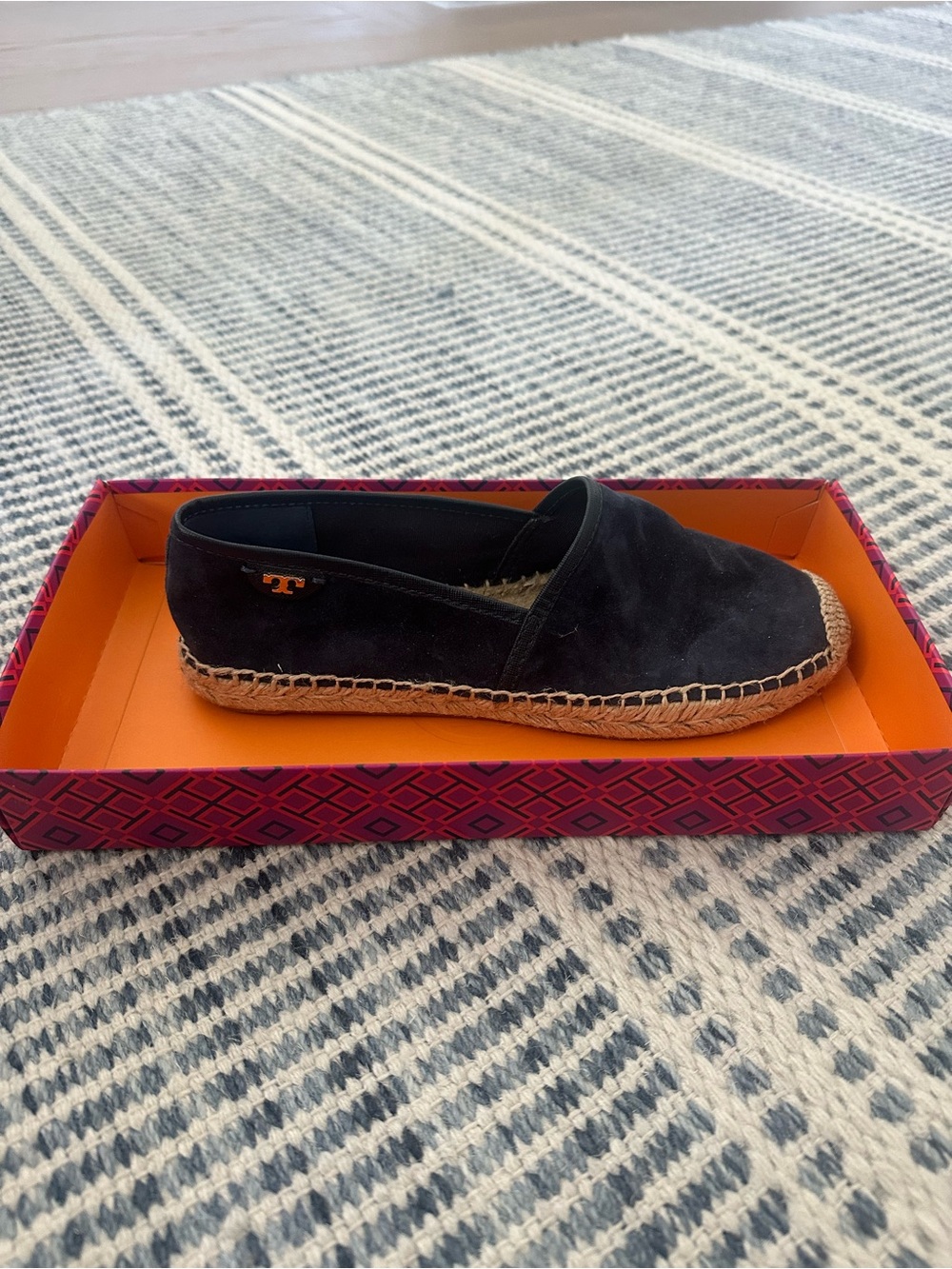 Tory Burch Navy Suede Espadrille Flat